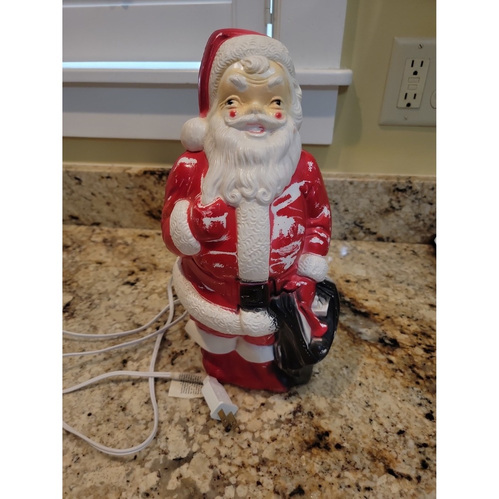 VINTAGE 1968 CHRISTMAS SANTA CLAUS BLOW MOLD 13" EMPIRE PLASTICS Distressed